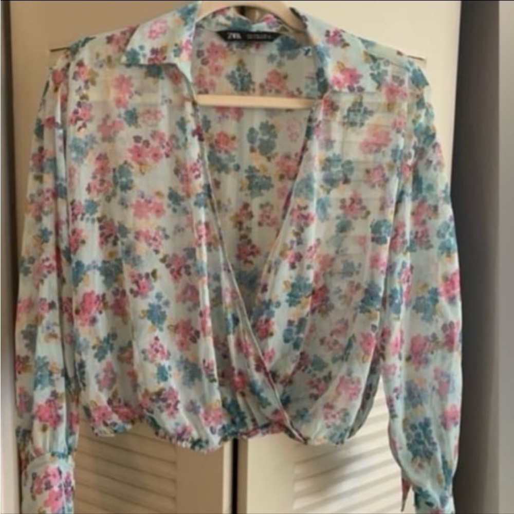 Zara Floral Blouse - Pink and Blue - Picture 7 of 12